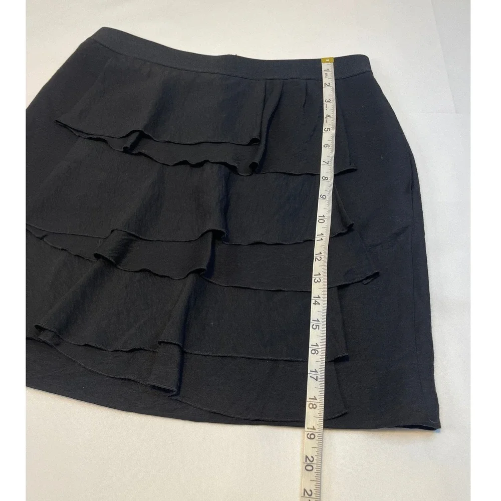 BCBGMAXAZRIA Black Tiered Ruffle A Line Mini Skirt‎ Women Size 8